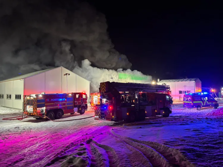 Pompierii intervin pentru stingerea unui incendiu puternic la o fabrică din Iclod