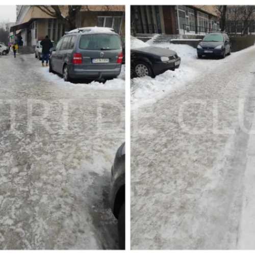 Clujenii semnalează pericolul trotuarelor înghețate din cartierul Mănăștur