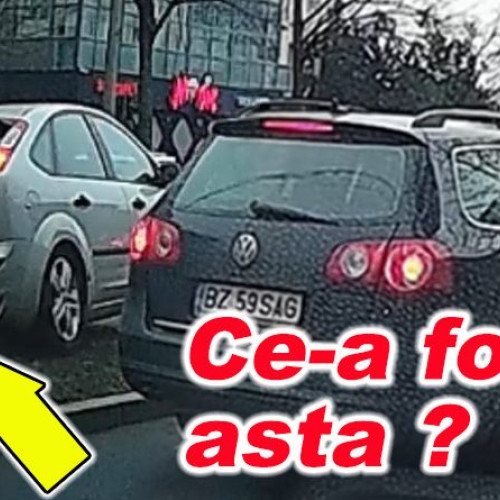 Șoferul unui Ford traversează scuarul și intră pe banda destinată autobuzelor în Buzău