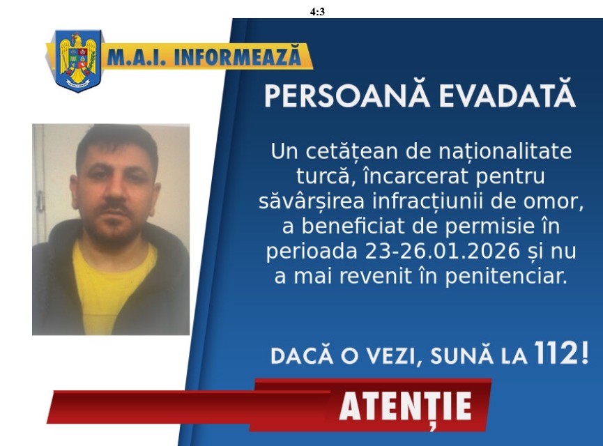 Om de afaceri turc, condamnat pentru omor, a evadat din închisoare