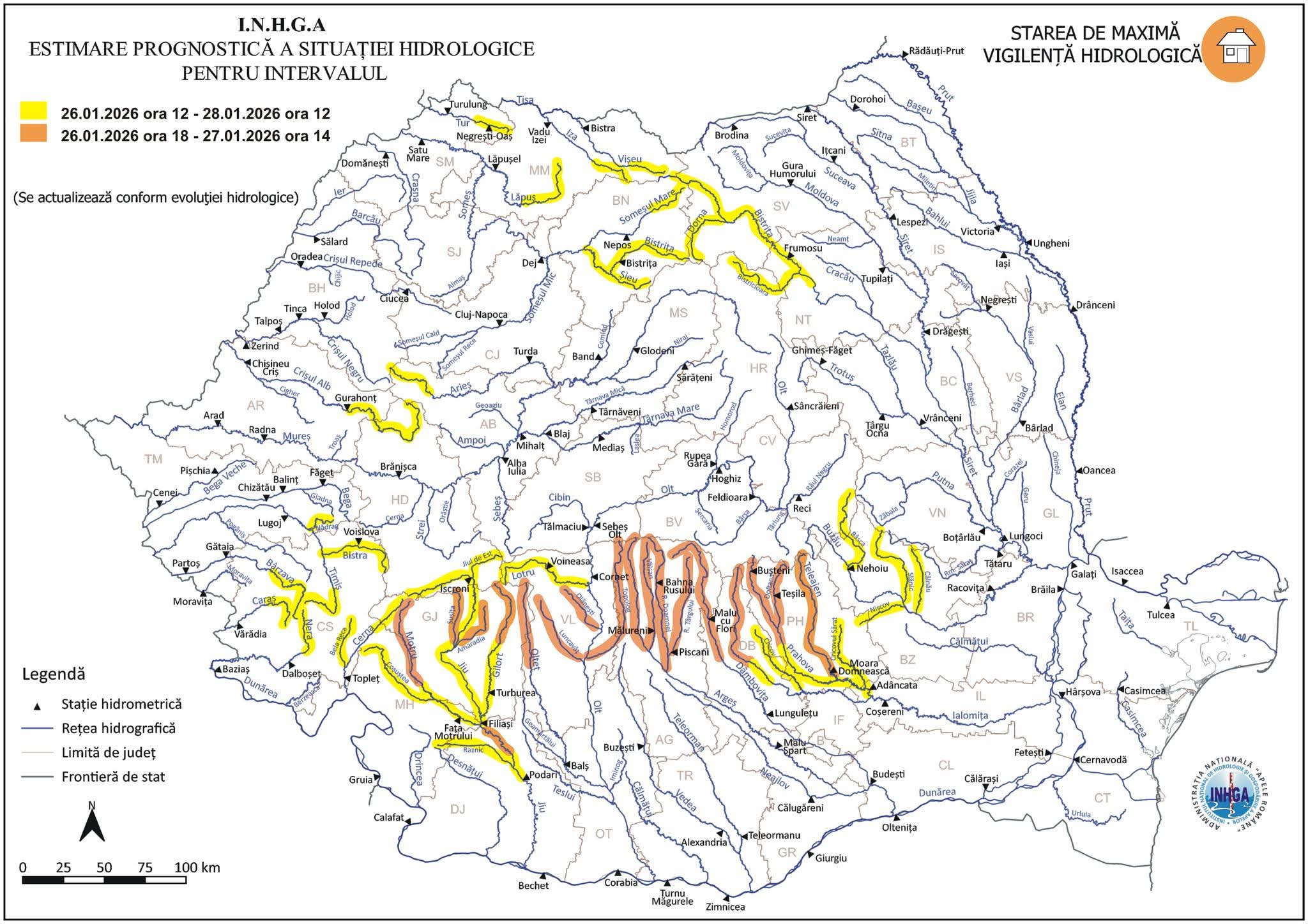 Cod Portocaliu instituit de INHGA pentru mai multe județe din țară