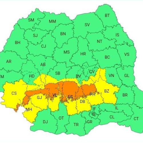 Avertizări meteorologice pentru județul Dâmbovița: COD GALBEN și COD PORTOCALIU