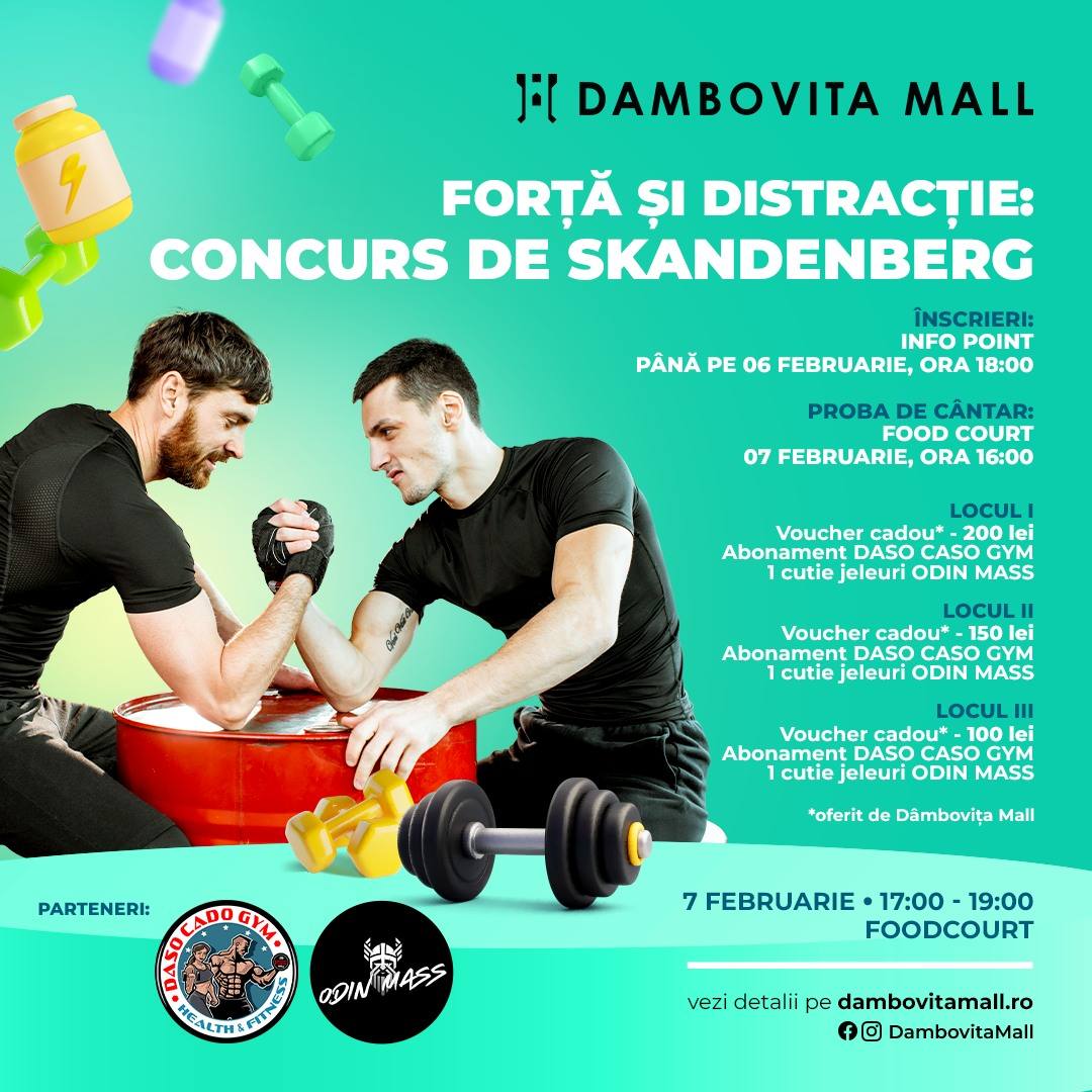 Dâmbovița Mall organizează un concurs de skandenberg pe 7 februarie