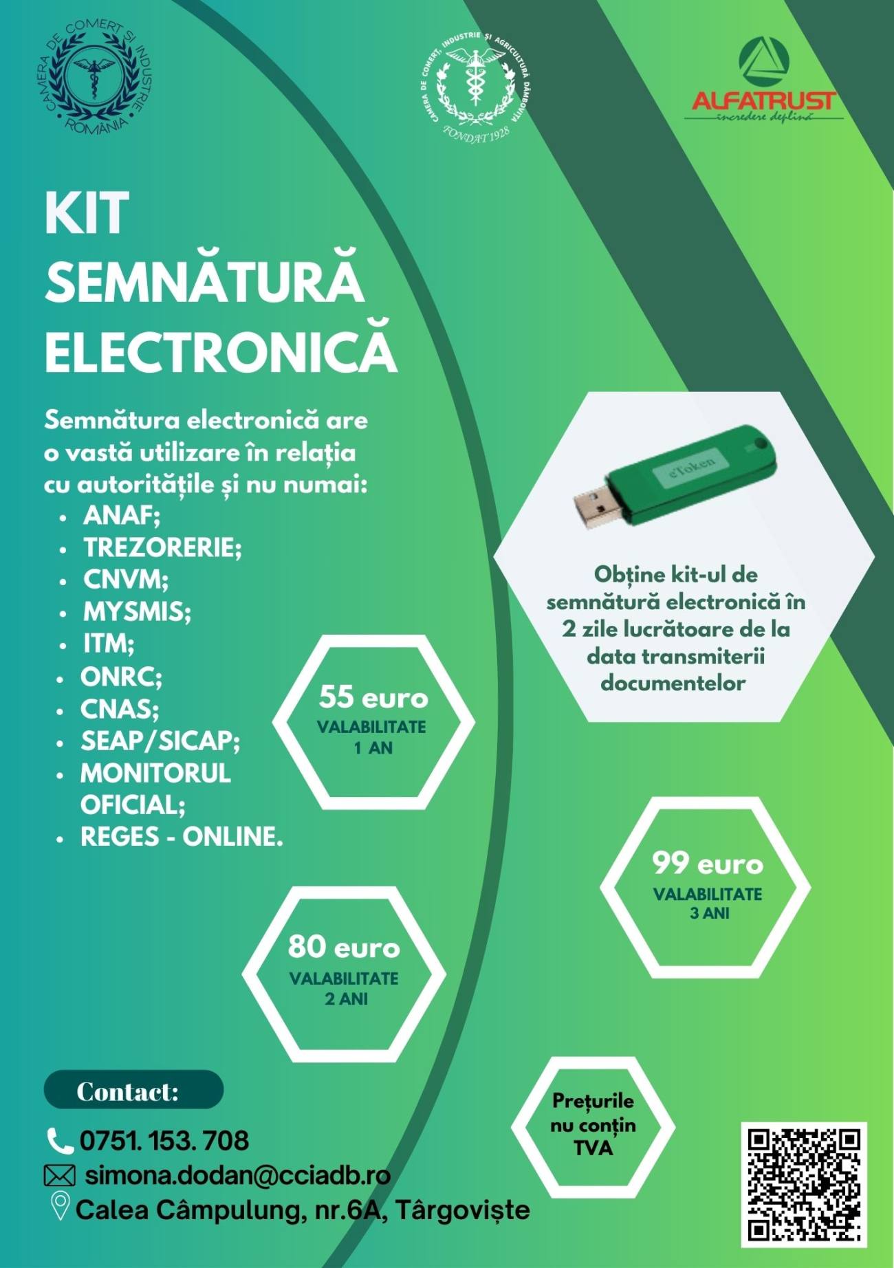 CCIA Dâmbovița oferă servicii pentru obținerea semnăturii electronice