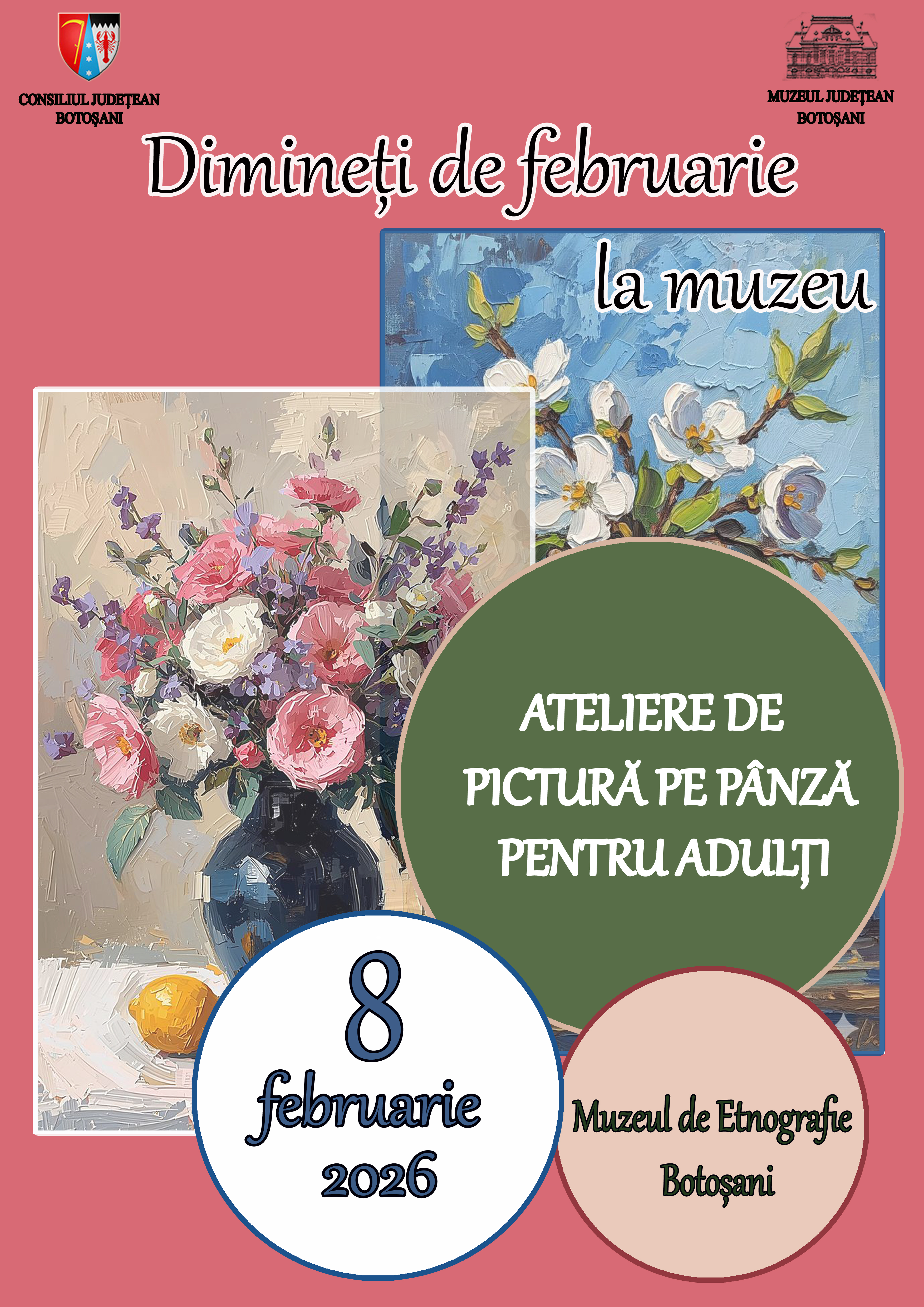 Ateliere de pictură la Muzeul Județean Botoșani pe 8 februarie 2026