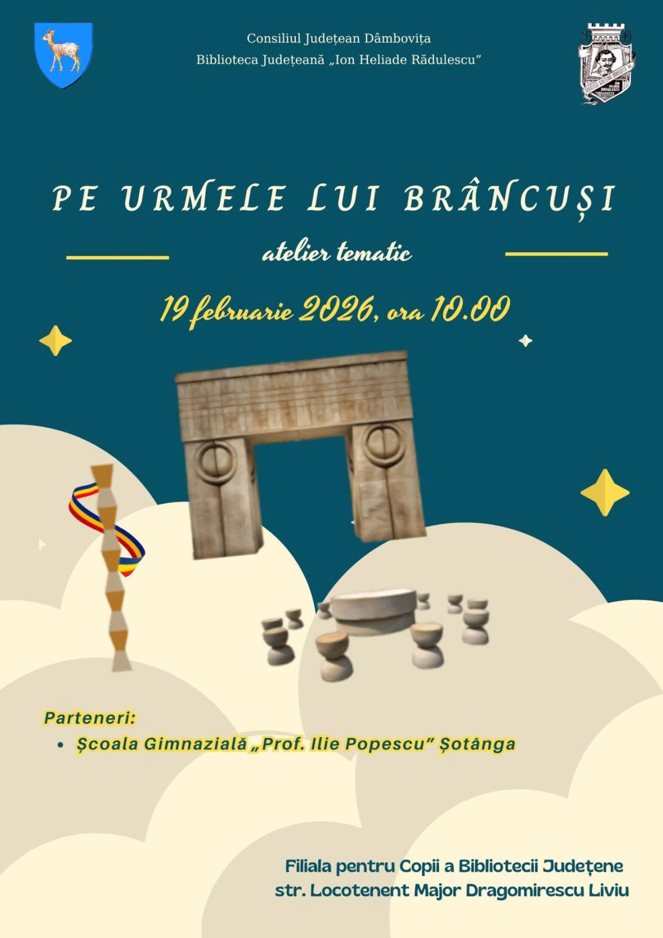 Atelier tematic dedicat copiilor, „Pe urmele lui Brâncuși”, la Biblioteca Dâmbovița