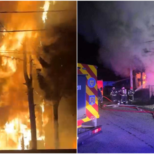 Incendiu devastator în Gruisor: Pompierii intervin pentru stingere