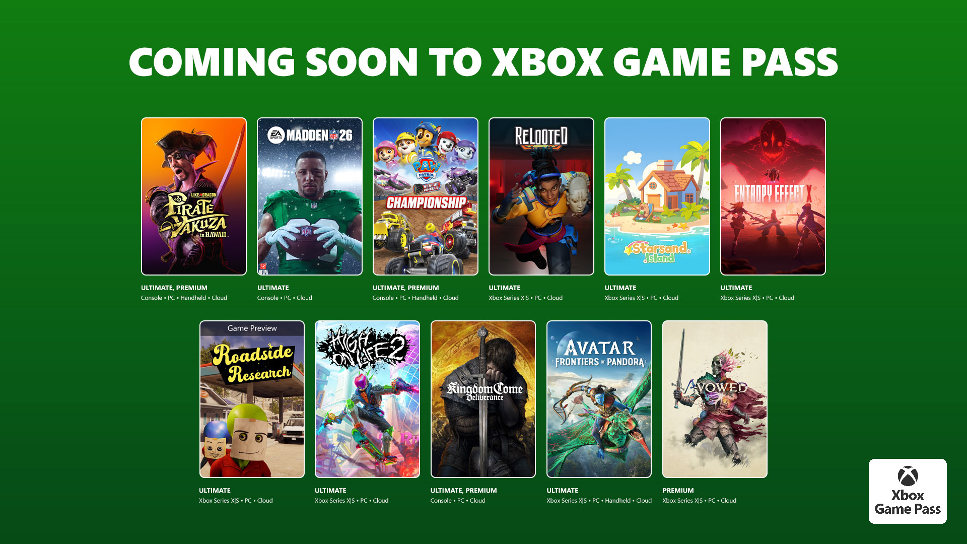 Coming to Xbox Game Pass: High on Life 2, Madden NFL 26, Avatar: Frontiers of Pandora, and More - Xbox Wire