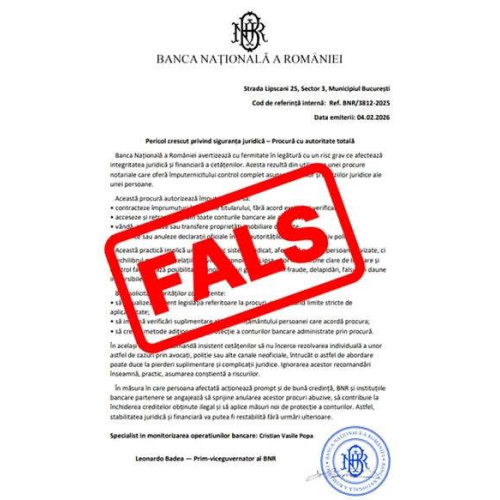 BNR avertizează asupra unor documente false care induc în eroare