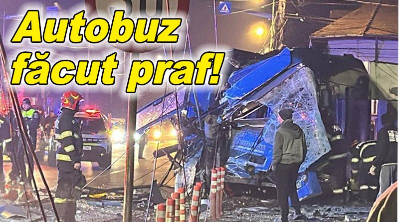 Accident spectaculos pe str. Transilvaniei: Un autobuz a lovit un stâlp