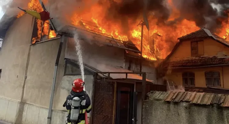 Incendiu devastator în Geaca: o femeie de 99 de ani a murit