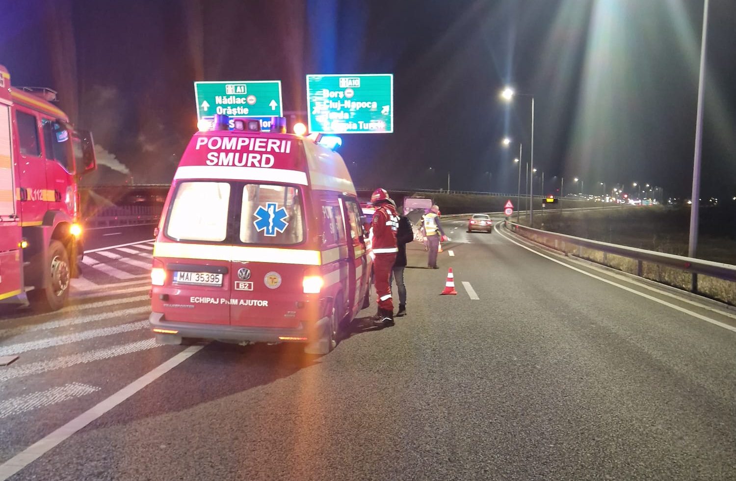 Accident pe A1 între Sibiu și Sebeș: Pompierii au intervenit rapid