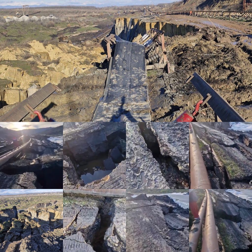 Alunecare masivă de teren în cariera Tismana afectează producția de cărbune