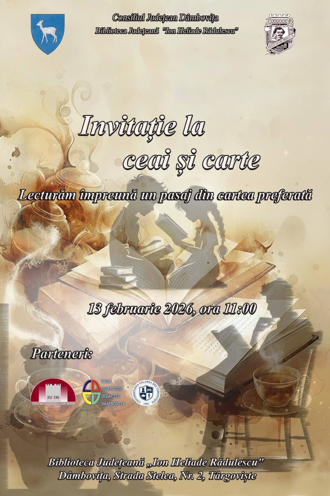 Biblioteca Județeană Dâmbovița te invită la lectură cu ceai