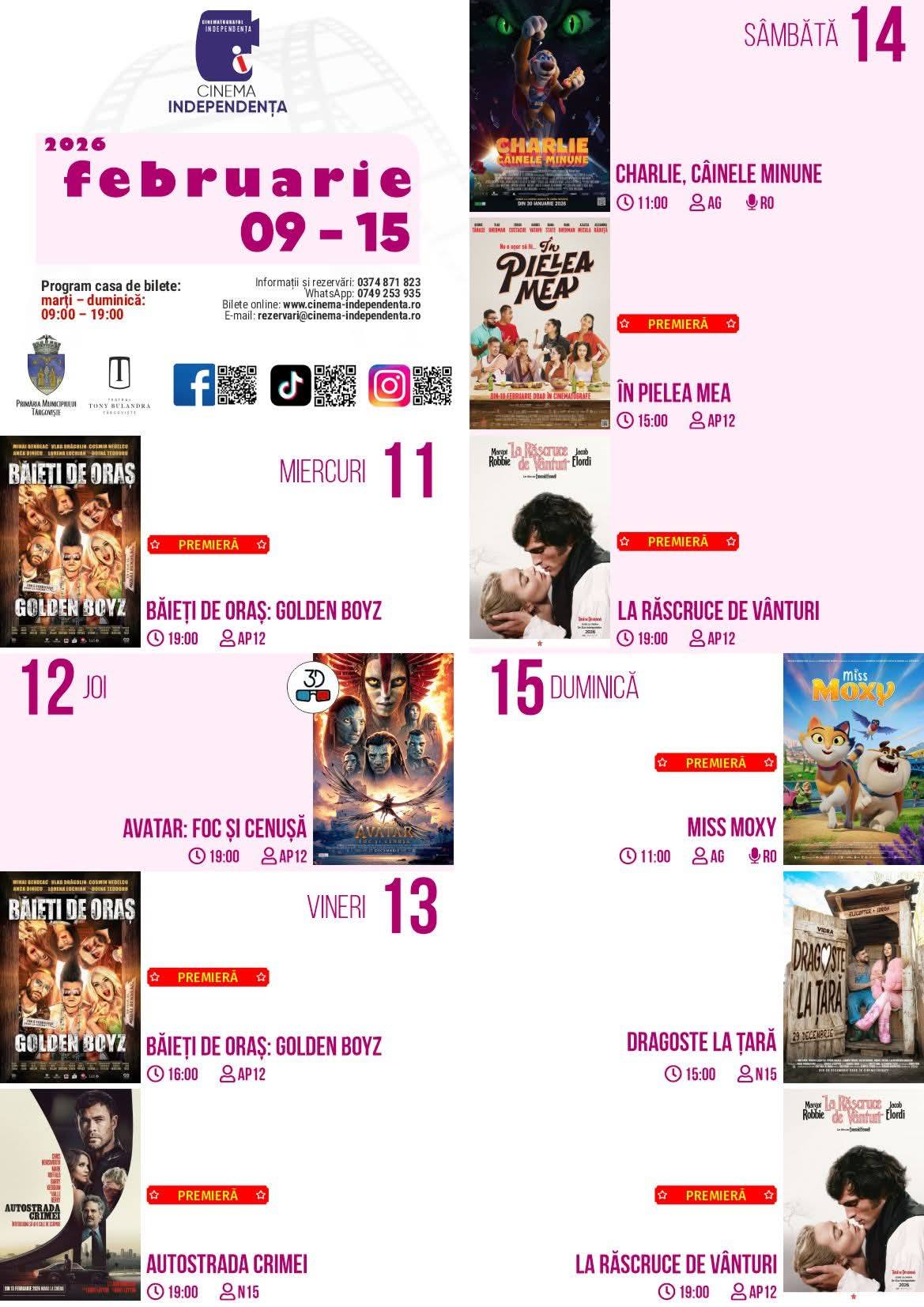 Program atractiv de filme la Cinematograful Independența din Târgoviște