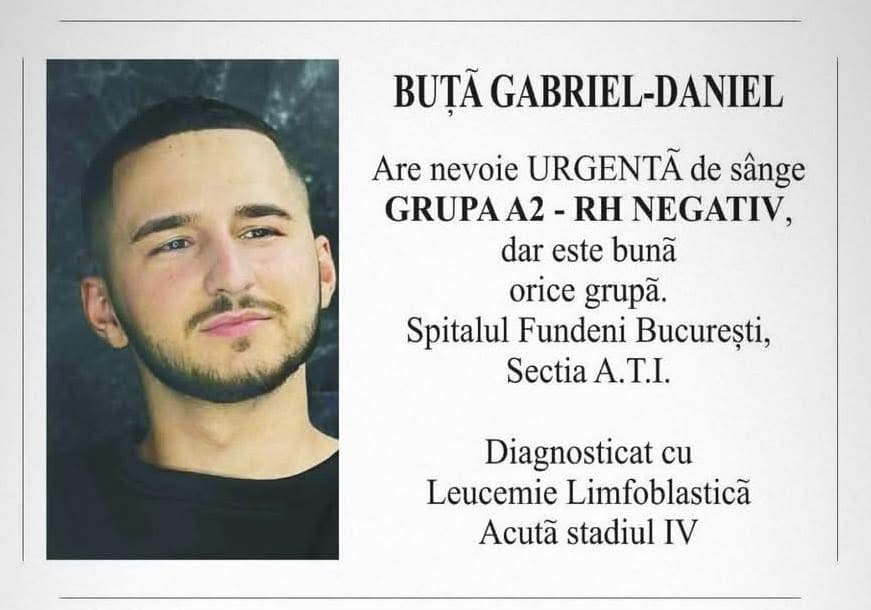 Mobilizare pentru tânărul diagnosticat cu leucemie la Institutul Clinic Fundeni