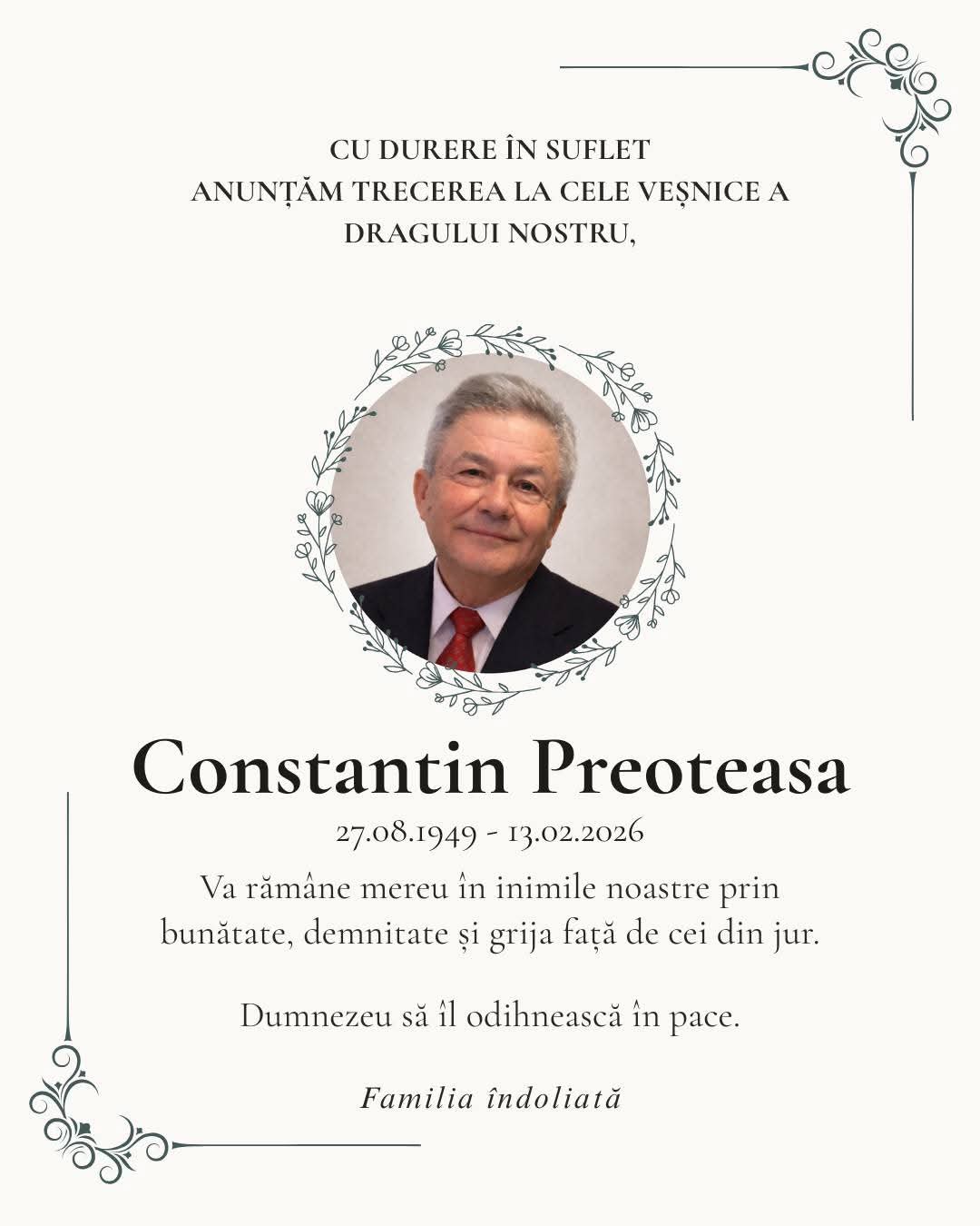 Doliu în Gorj după moartea fostului director DGASPC, Constantin Preoteasa