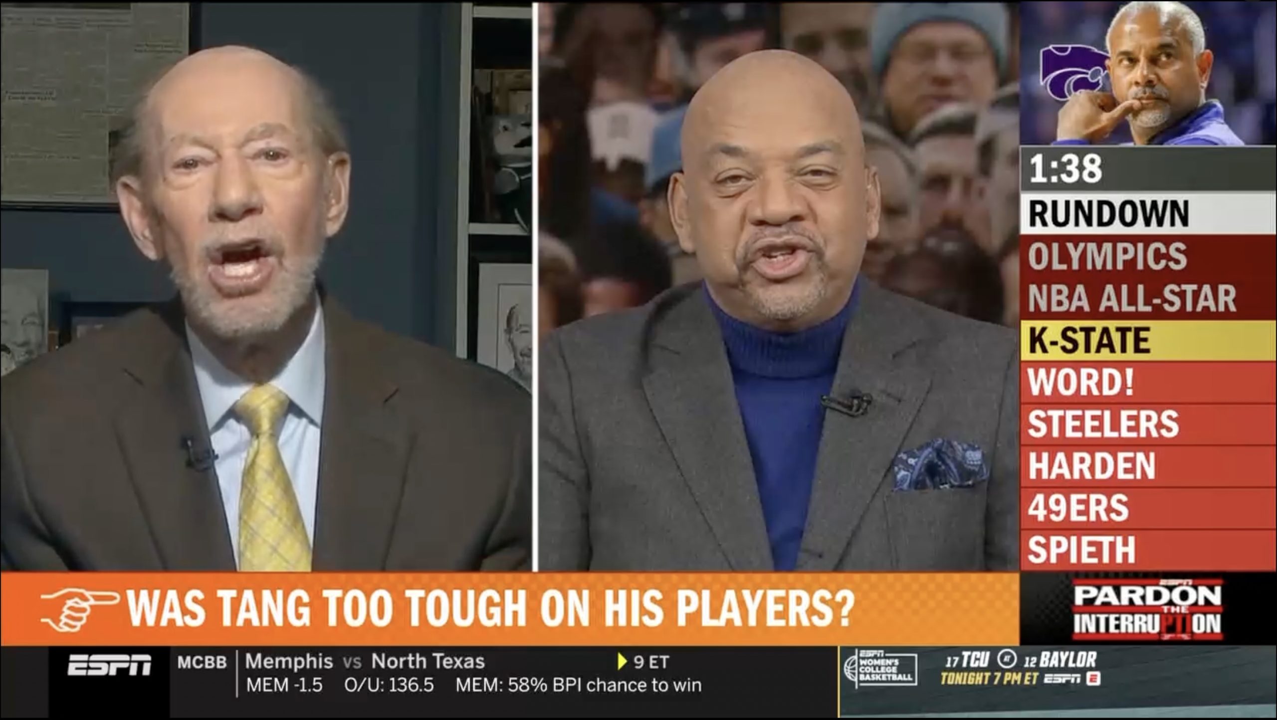 Tony Kornheiser și Michael Wilbon critică antrenorul Kansas State, Jerome Tang
