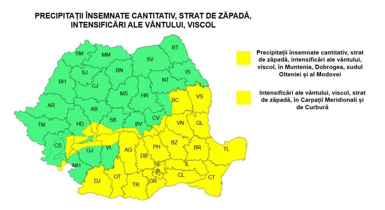 Iarna își face simțită prezența în Dâmbovița cu ninsori și viscol