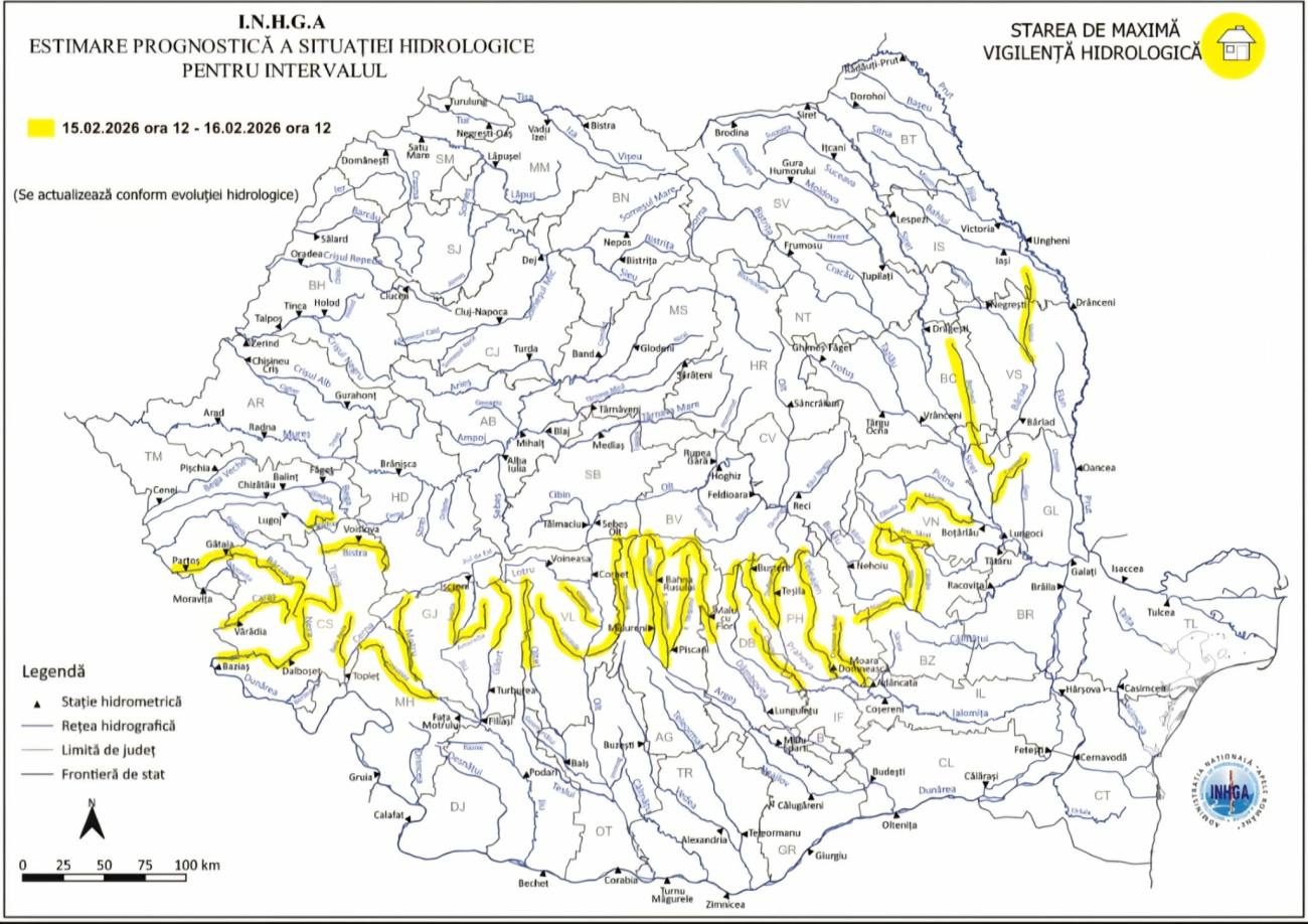 Avertizare hidrologică Cod galben pentru Dâmbovița până luni