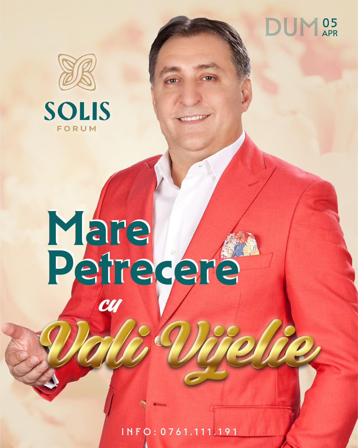 Vali Vijelie va concerta pe 5 aprilie la Solis Forum Rediu