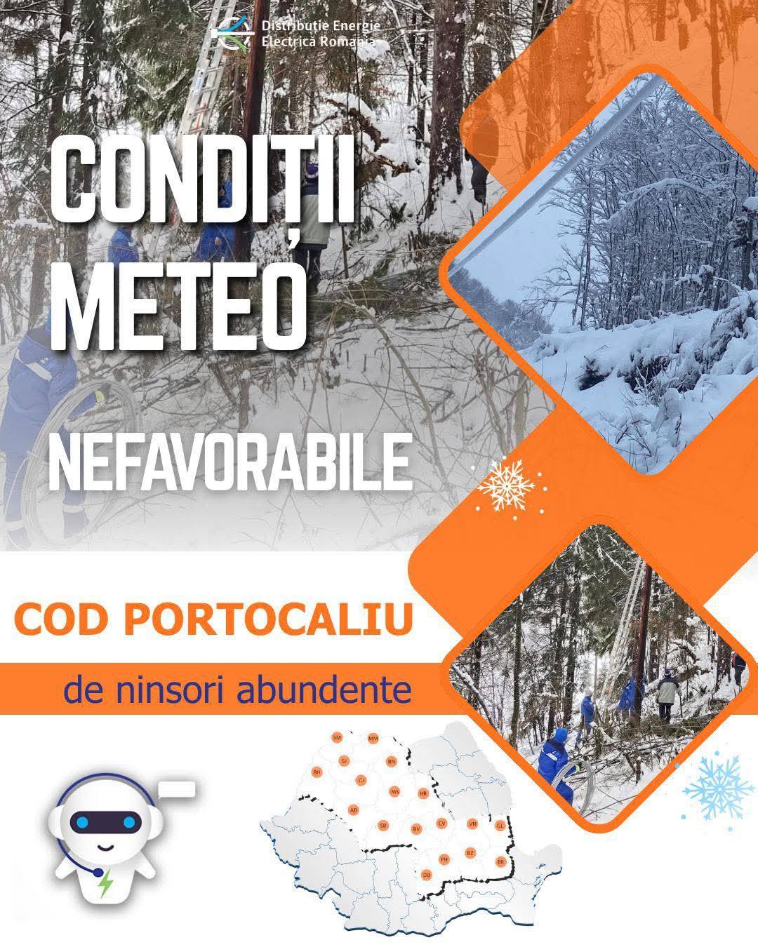 Ninsori abundente în Dâmbovița afectează rețelele electrice