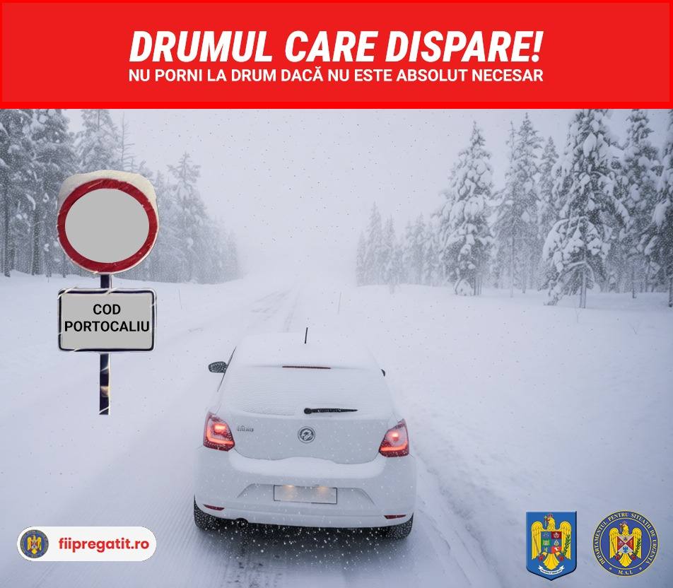 ISU avertizează: Riscuri severe din cauza Codului Portocaliu de viscol