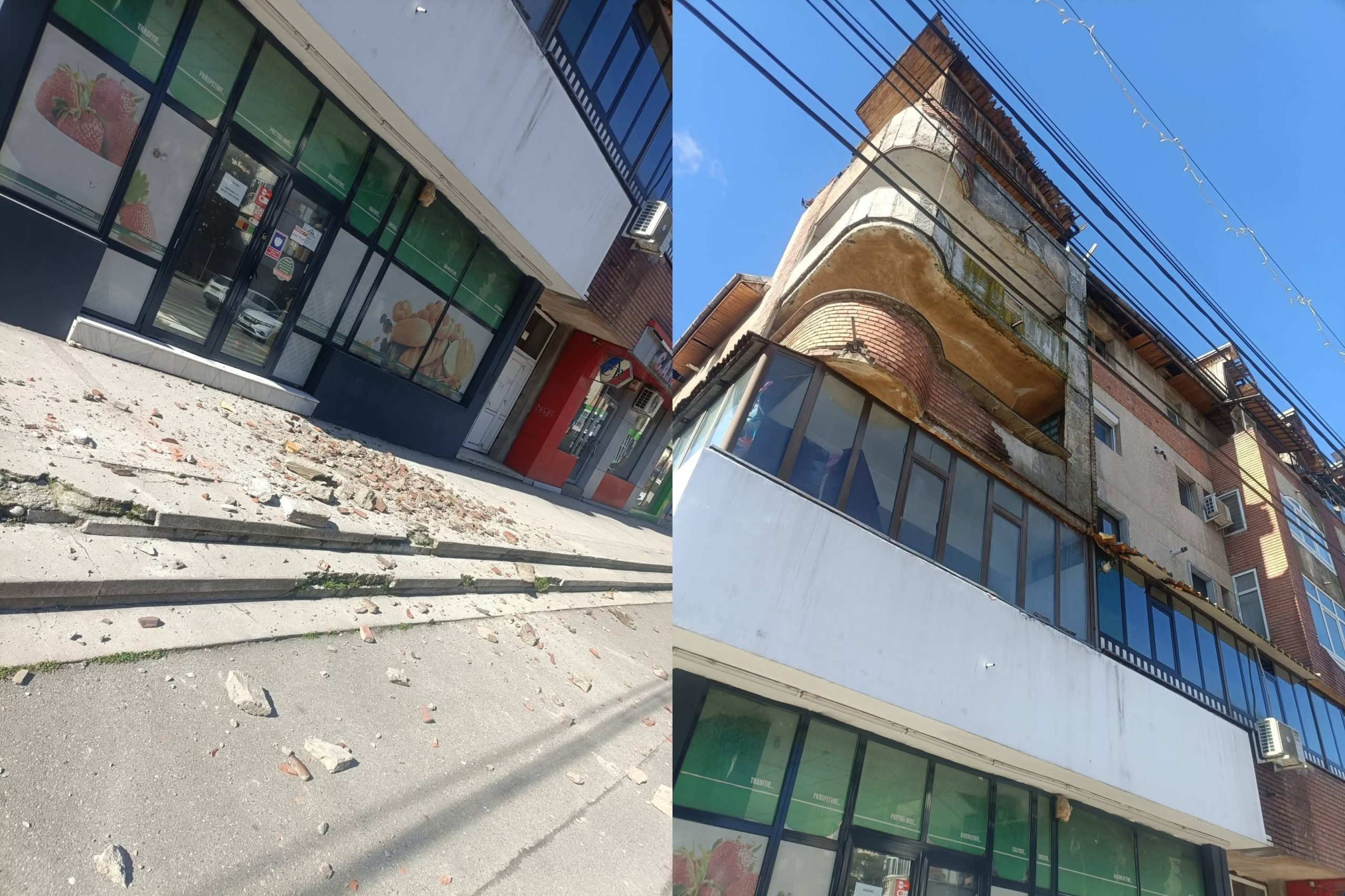 Incident alarmant în Târgu Jiu: tencuiala unui bloc s-a desprins