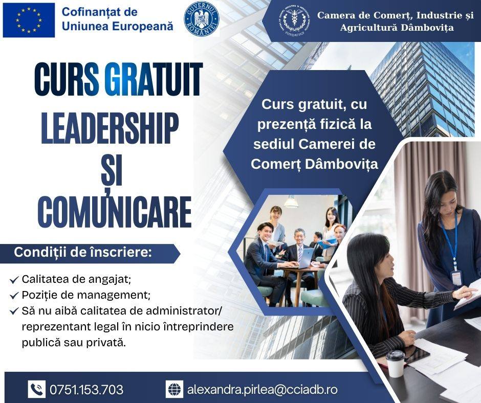 Curs gratuit de leadership și comunicare organizat în Dâmbovița