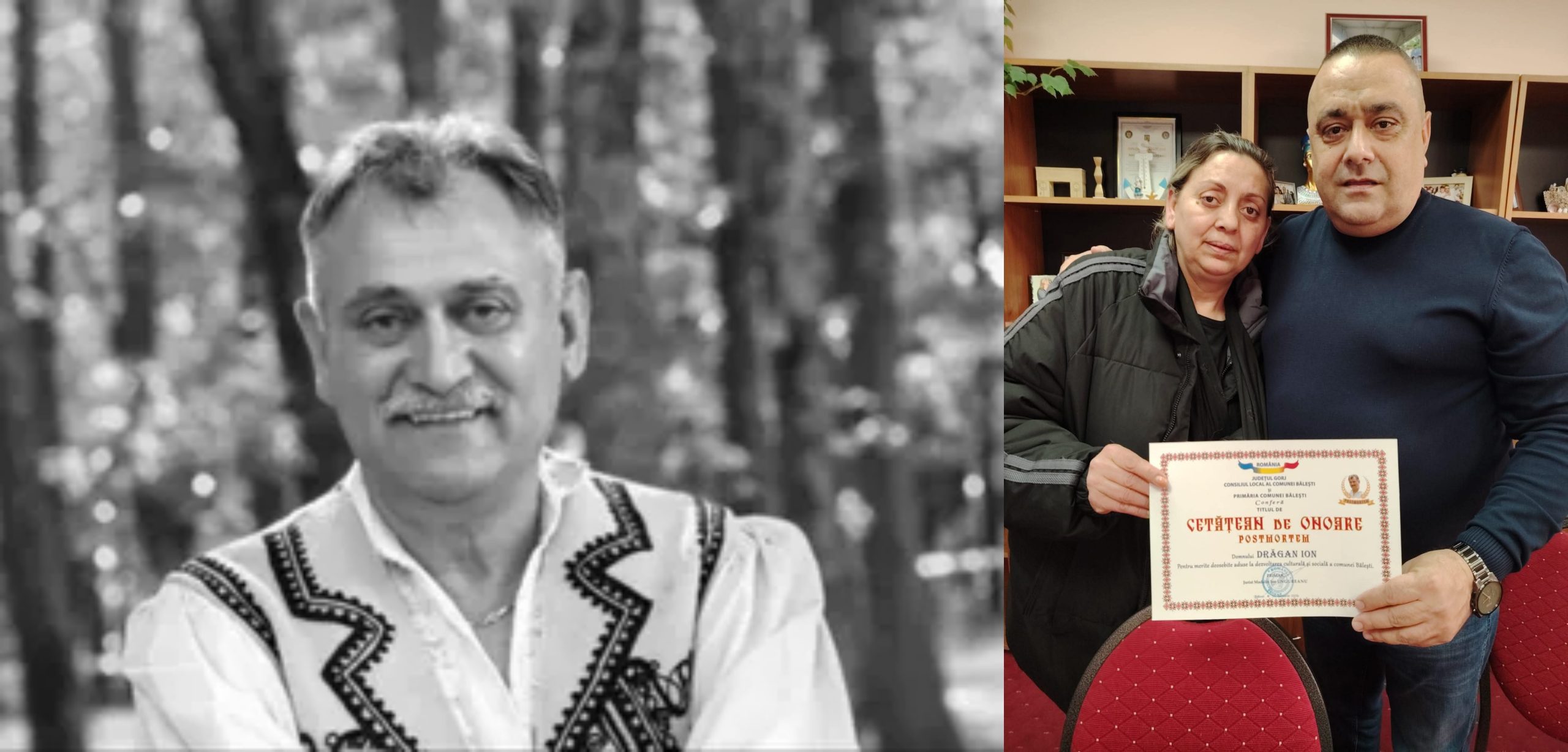 Bălești omagiază memoria artistului Ion Drăgan cu o distincție post-mortem