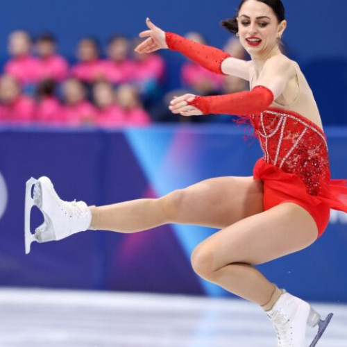 Julia Sauter, reprezentanta României, în concursul olimpic de patinaj artistic