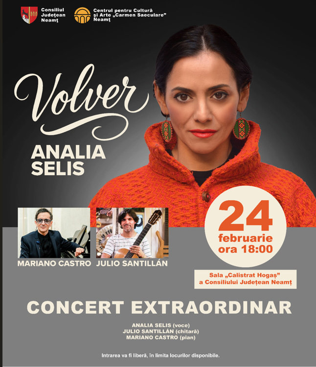 Analia Selis revine la Piatra-Neamț cu Turneul Național „VOLVER” de Dragobete