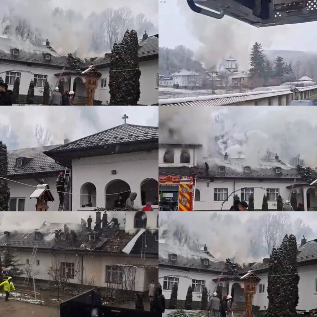 Incendiu devastator la Mănăstirea Strâmba-Jiu, fără victime