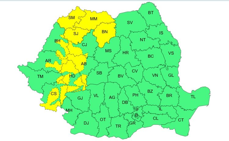 Alerte meteo: precipitații și vânt puternic în întreaga țară