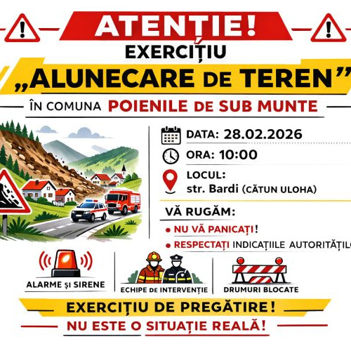 Simulare de urgență în Poienile de Sub Munte pe 28 februarie