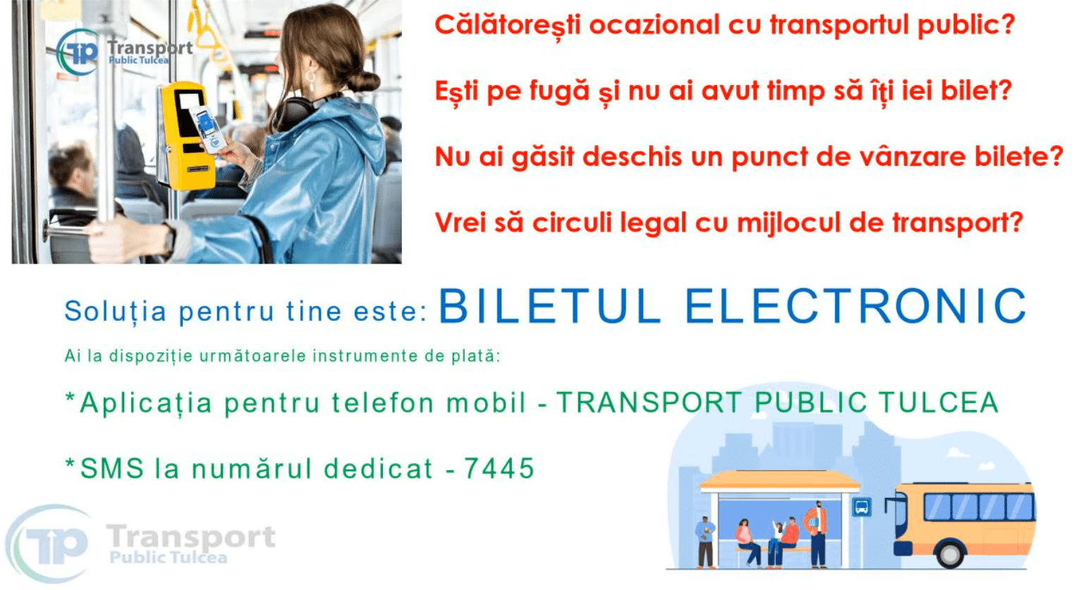 Bilete electronice pentru transportul public din Tulcea, simplu de achiziționat