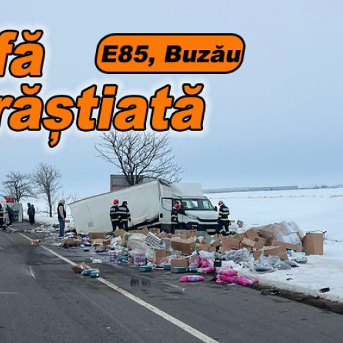 Coliziune între două camioane pe E85, la Căldărușanca