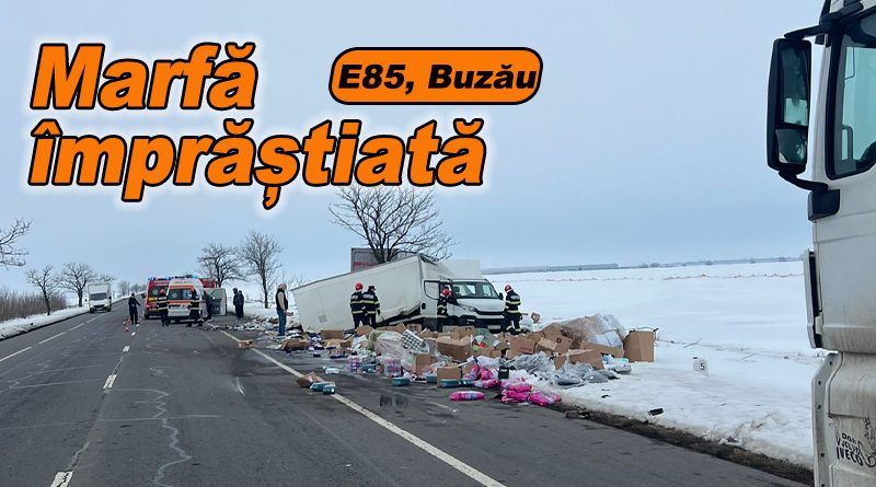 Coliziune între două camioane pe E85, la Căldărușanca