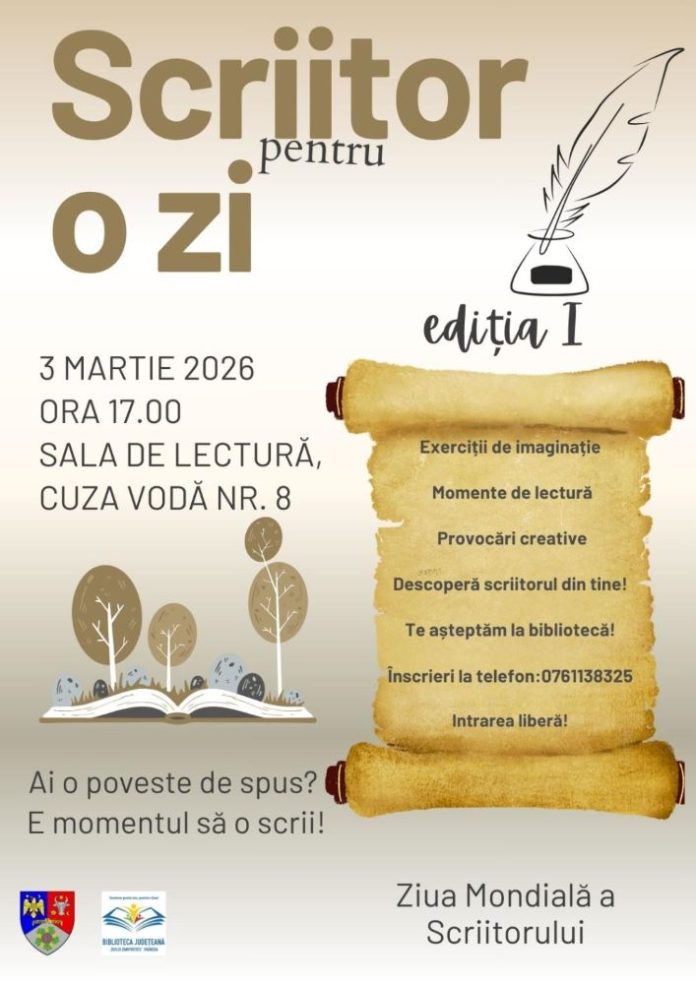 Biblioteca Județeană din Vrancea lansează un eveniment dedicat scriitorilor pasionați