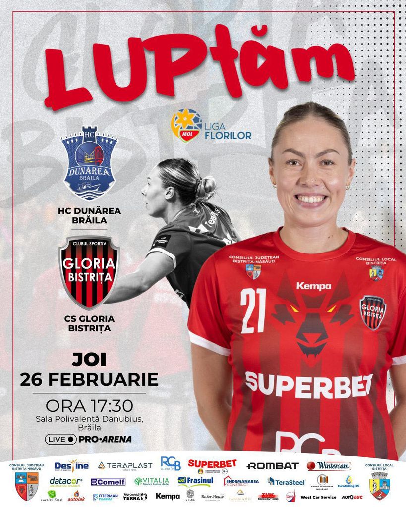 Partida dintre Gloria Bistrița și Corona Brașov se joacă la Brăila