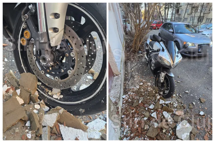 Bucăți mari de tencuială cad de pe centrala de termoficare din Cluj-Napoca