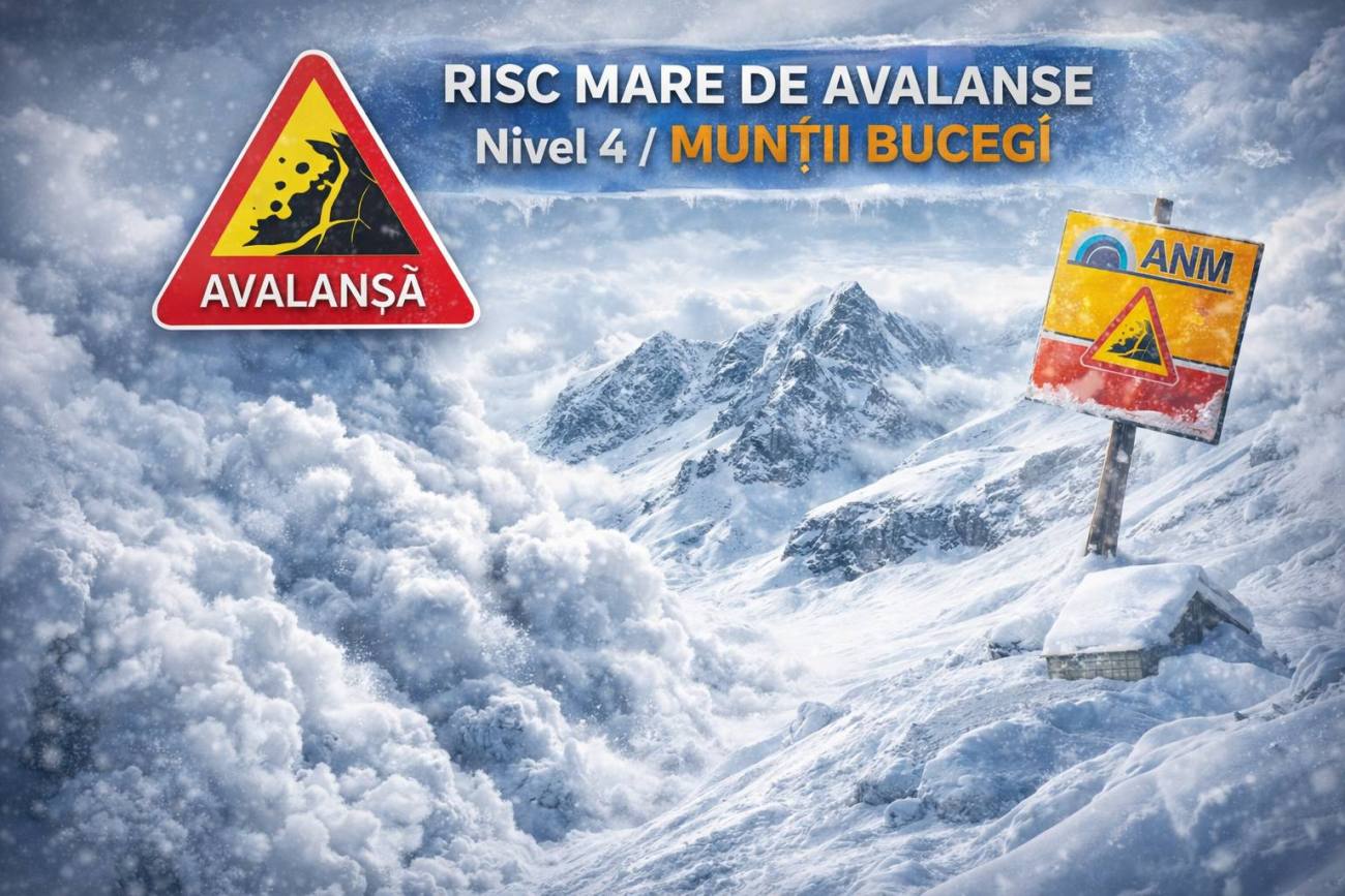 Risc ridicat de avalanșe în Munții Bucegi până luni seara