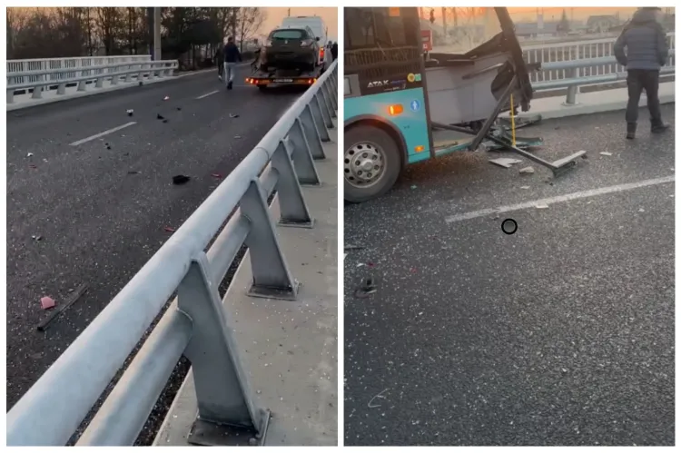 Accident rutier fără victime în Dej, între autobuz și dubă