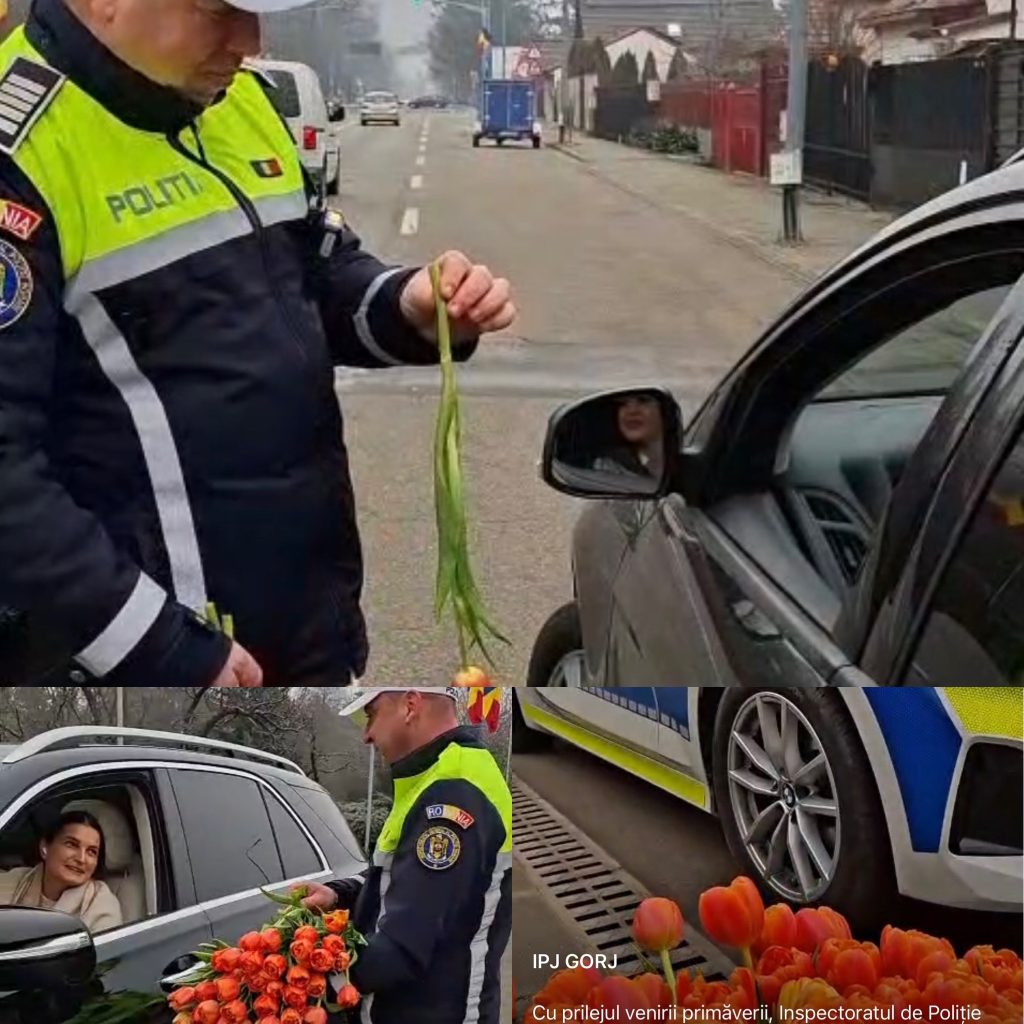 Polițiștii din Gorj surprind femeile cu flori de 1 Martie