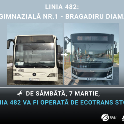 Schimbare importantă pentru linia metropolitană 482 în București