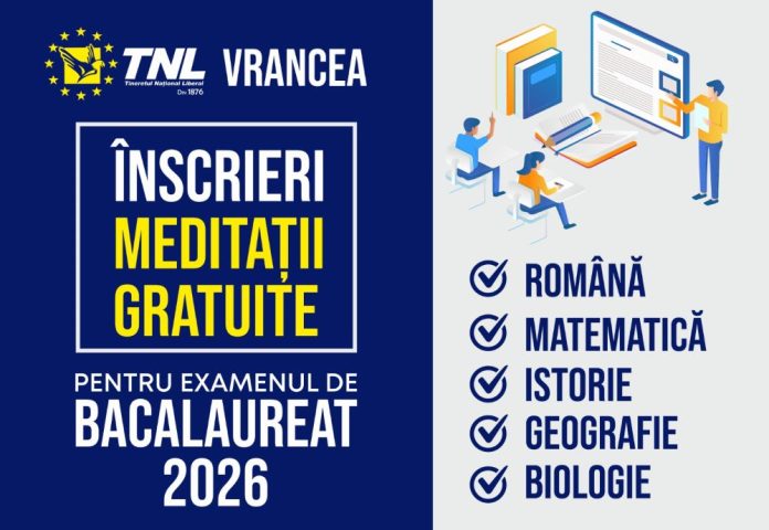 Tineretul Național Liberal Vrancea reia meditațiile gratuite pentru elevi