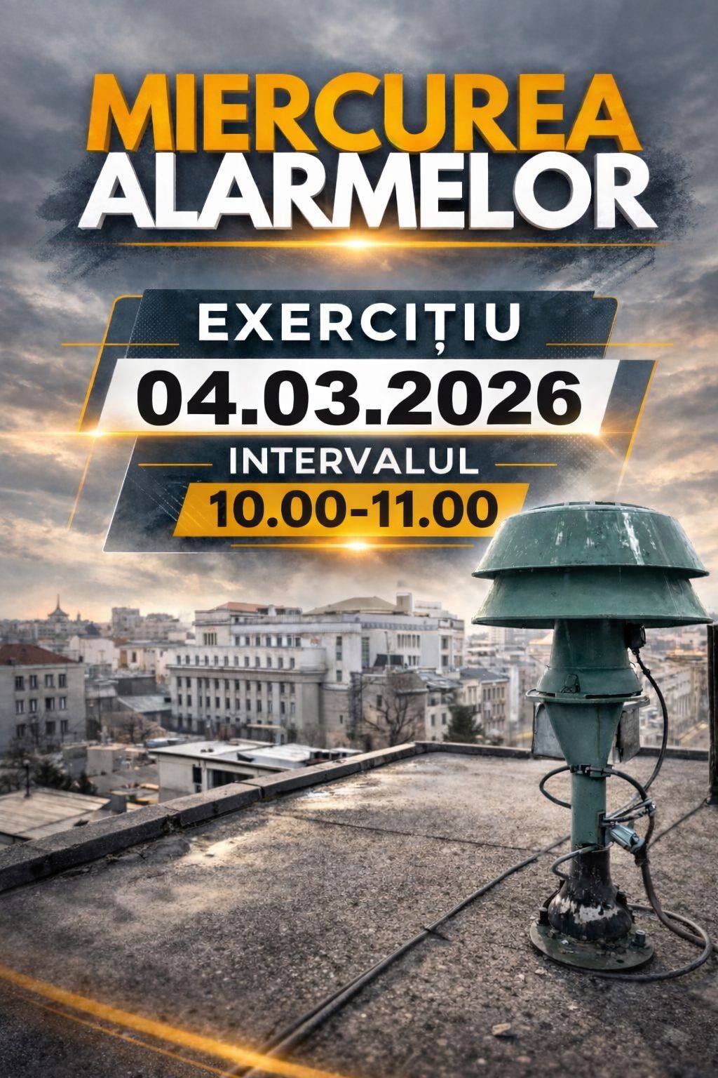 Exercițiul național „Miercurea Alarmelor” se desfășoară pe 4 martie 2026