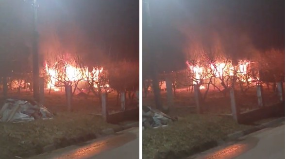 Incendiu devastator la Mlenăuți: casa unei familii a ars complet