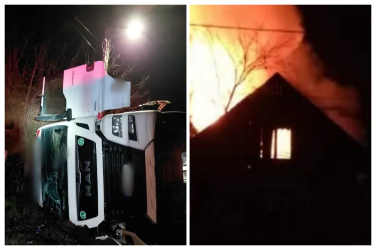 Pompierii din Huedin intervin la accident și incendiu în aceeași noapte