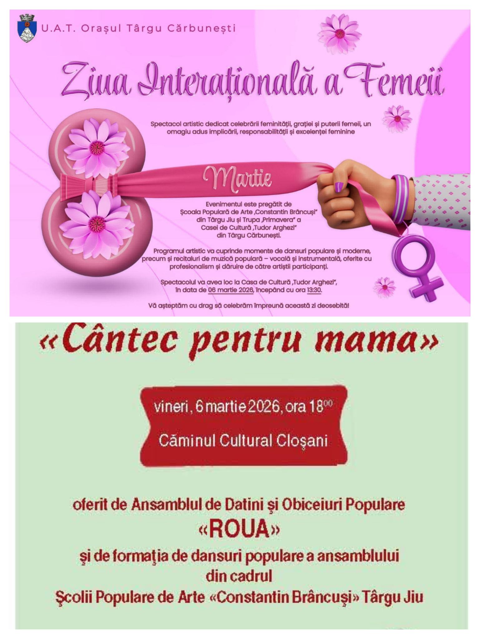 Evenimente artistice în Gorj pentru Ziua Internațională a Femeii